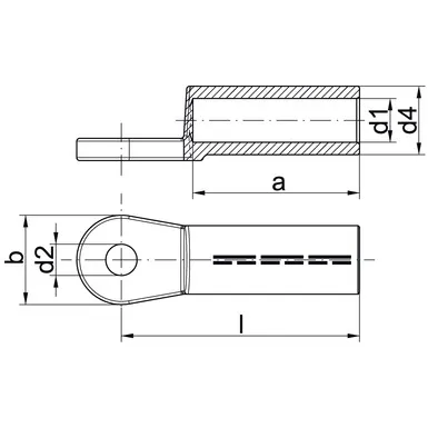 Compression cable lugs acc. to DIN, Al, tin-plated surface
