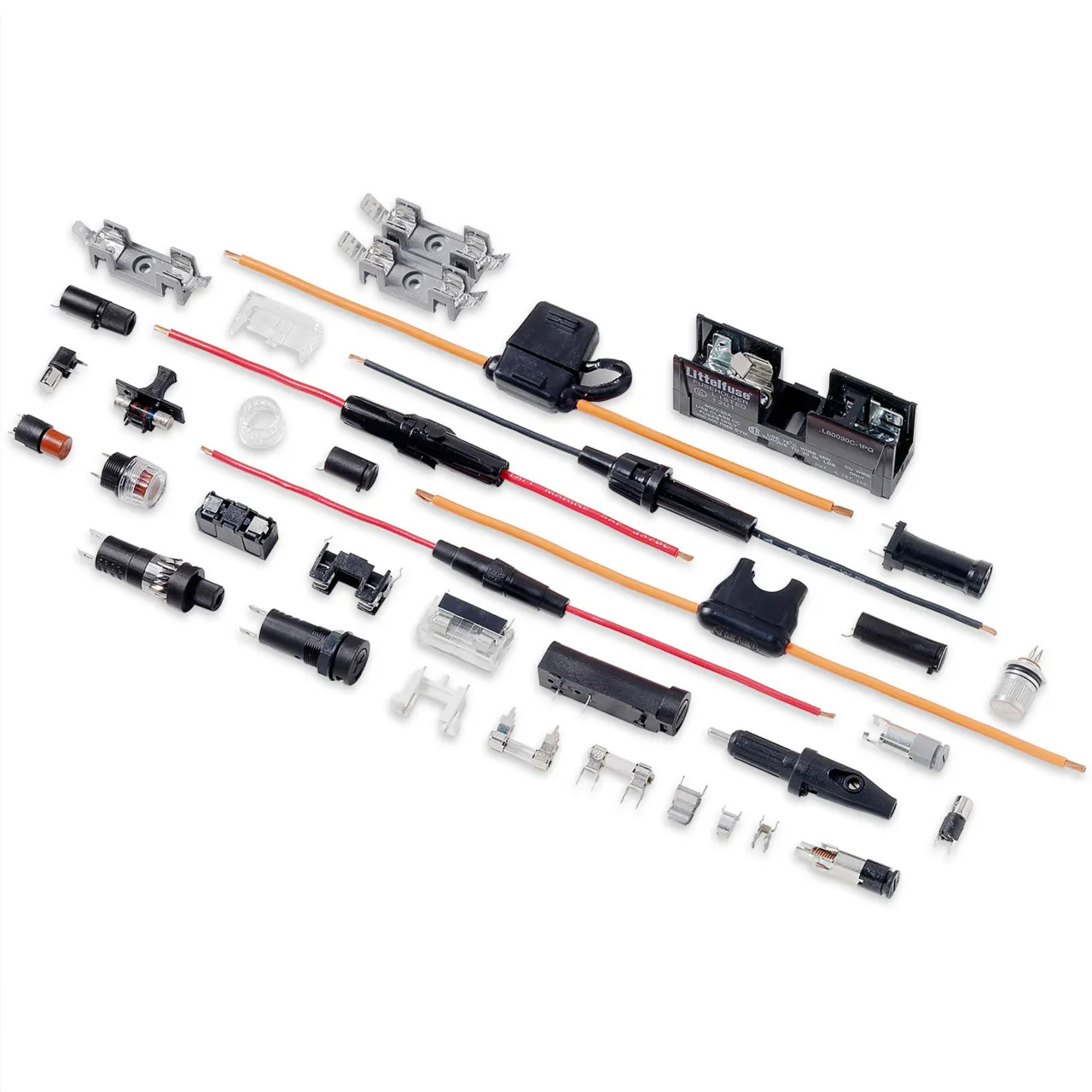 Fuse caps, covers, bodies, and terminals combine to form assemblies that fit into fuse holders. The caps and covers protect fuses and people, and several of those components are designed to make fuse removal and replacement simpler. Each type and size of fuse requires caps and covers that fit their unique dimensions. For this reason, Littelfuse makes dozens of caps and covers for a range of different cartridge, blade, and inline fuses.